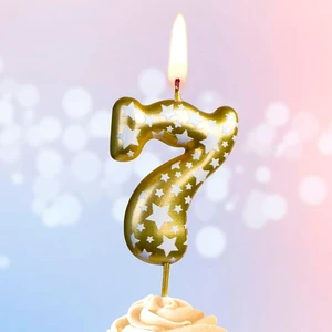 Свеча цифра №7 Звездочки золото