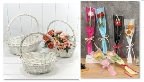 Упаковка для цветов, корзины, коробки, пленка