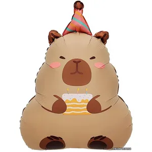 Шар (27''/69 см) Фигура, Капибара с тортиком