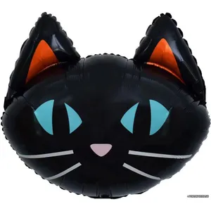 Шар (26''/66 см) Фигура, Голова, Кошка с голубыми глазами, Черный