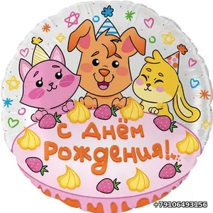Шар (18''/46 см) Круг, С Днем Рождения! (сладкий праздник)